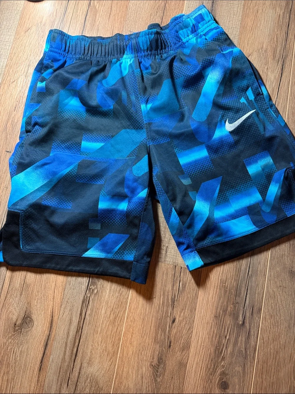 Nike Boy’s Black & Blue Geometric Athletic Shorts